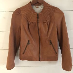 Doma Women’s brown leather jacket, size XS